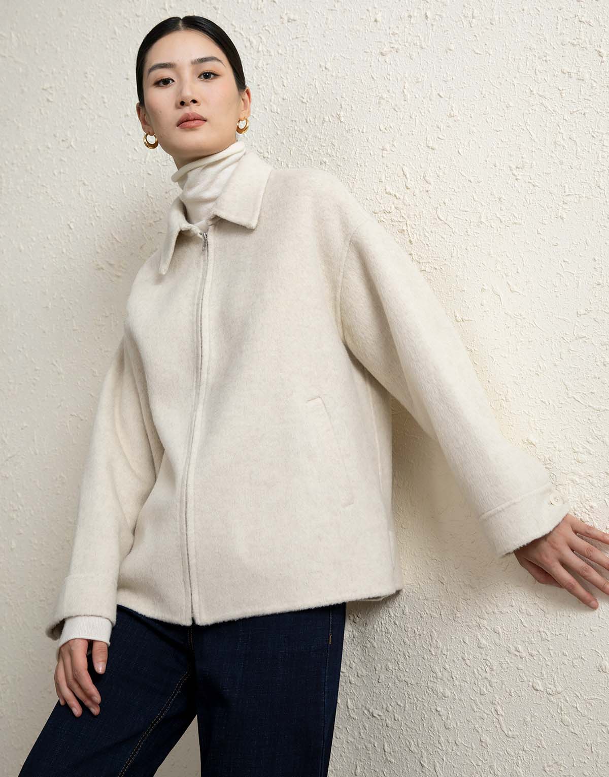 Short Camel Wool Coat-906